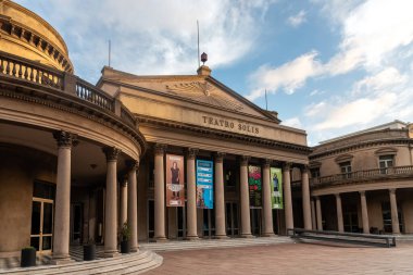 October 14, 2019: Facade of the neoclassical Solis Theatre (Teatro Solis) at sunset. Montevideo, Uruguay