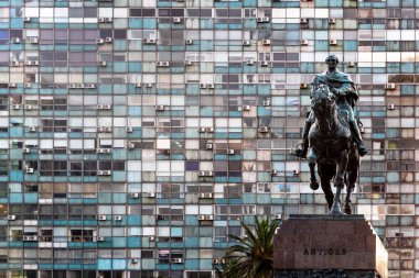 October 14, 2019: Statue of General Artigas in the center of Montevideo. Montevideo, Uruguay