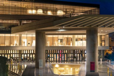 February 5, 2018: National Archaeological New Acropolis Museum at night. Athens, Greece