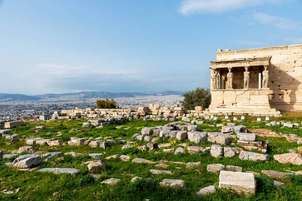 Porch Caryatids Erechtheion Temple Acropolis Athens Greece — Stock Photo, Image