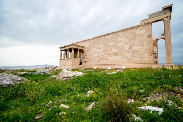Pórtico Las Cariátidas Del Templo Erechtheion Acrópolis Atenas Grecia — Foto de Stock