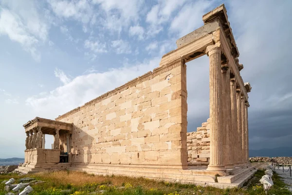 Pórtico Las Cariátidas Del Templo Erechtheion Acrópolis Atenas Grecia — Foto de Stock