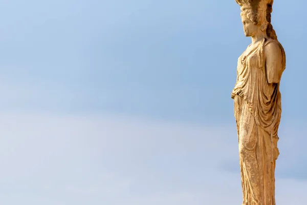 Veranda Caryatids Detail Erechtheion Chrámu Akropoli Aténách Řecko — Stock fotografie