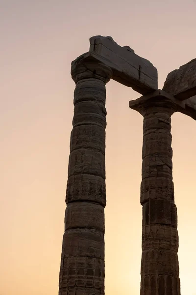 Poseidón Templo Sounion Capa Atardecer Grecia — Foto de Stock