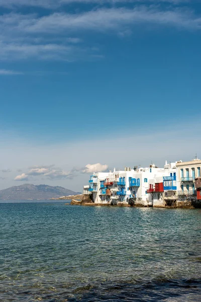 Světlý Malebný Výhled Barevné Nábřeží Město Mykonos Řecko — Stock fotografie