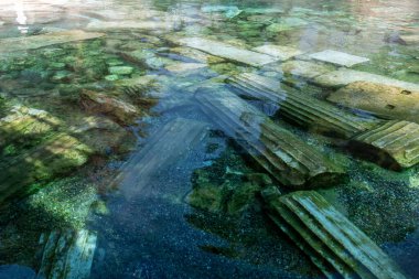 18 Şubat 2018: Hierapolis, Türkiye 'deki antik kutsal Kleopatra havuzu kalıntıları