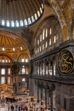 21 Şubat 2018: Hagia Sofya 'nın içi. İstanbul, Türkiye