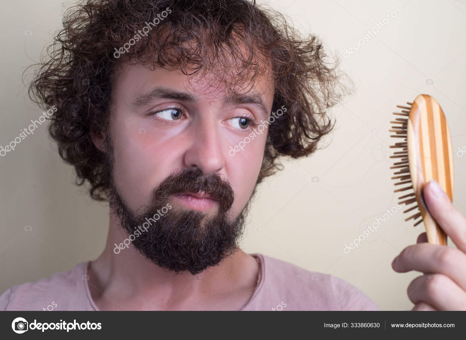 Portrait of a young guy with long dirty hair and problematic scalp. Holding a comb with fallen hair Stock Photo by ©alexstockphoto21 333860630 Portrait of a young guy with long dirty hair and problematic scalp. Holding a comb with fallen hair Stock Photo by ©alexstockphoto21 333860630