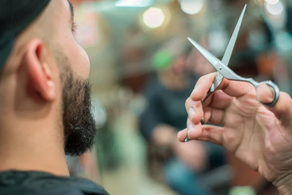 Beard man, bearded male. Portrait beard man. Barber scissors and straight razor, barber shop, suit. Vintage barbershop, shaving. Mustache men. Beard macho man. Brutal guy, scissors, straight razor.