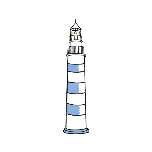 Lighthouse White Blue Isolated Illustration White Background Element Your Design — 스톡 사진