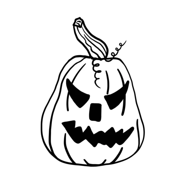 Ilustración Una Calabaza Halloween Con Una Nariz Cuadrada Flequillo Objeto — Foto de Stock
