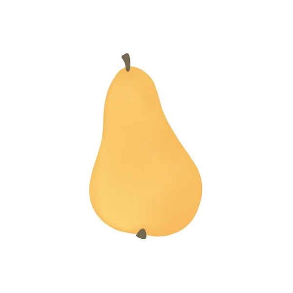 Ripe Pear Flat Design Illustration Yellow Pear Close White Background — Stock Photo, Image