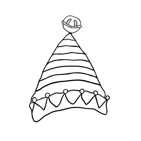 Chapeau Elfe Noël Illustration Noir Blanc Elfe Rayé Cloches Illustration — Photo