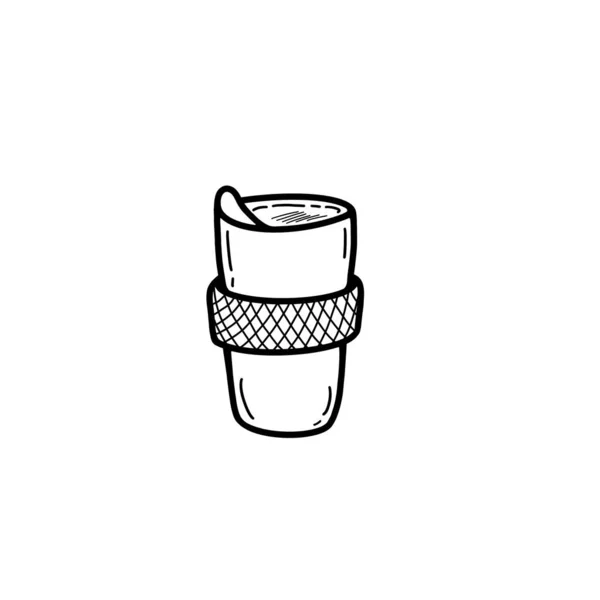 Монохромна Ілюстрація Теплової Чашки Білому Тлі Ізольований Єкт Крупним Планом — стокове фото