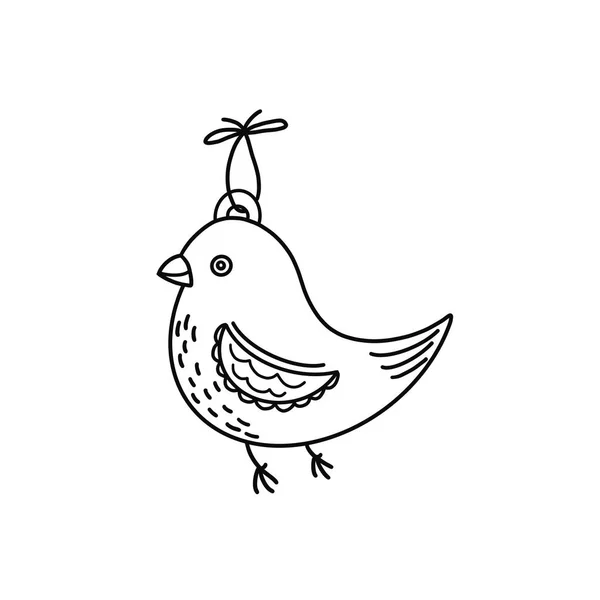Weihnachtsdekoration Niedlicher Vogel Auf Einem Seil Schwarz Weiße Illustration Von — Stockfoto