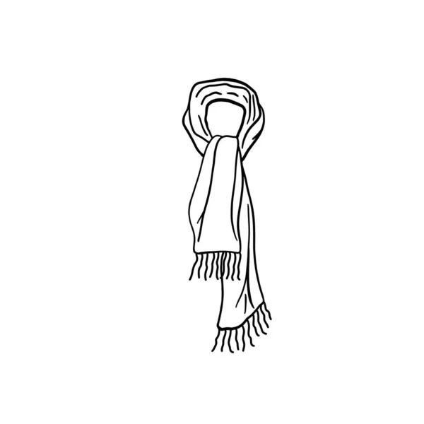 Illustrazione Bianco Nero Una Sciarpa Sfondo Bianco Una Lunga Sciarpa — Foto Stock