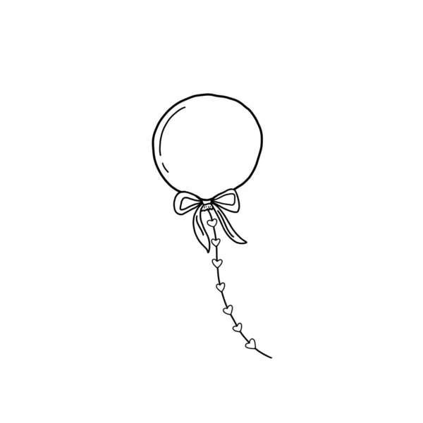 Balão Voador Decorado Com Arco Uma Corda Com Corações Ilustração — Fotografia de Stock
