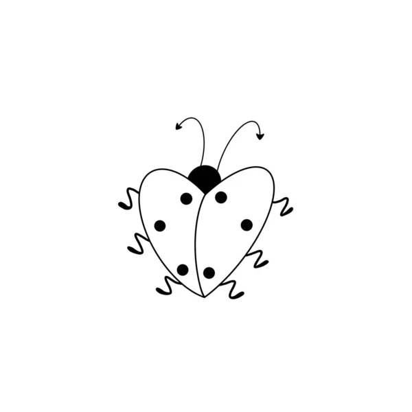 Black White Illustration Ladybug Form Heart White Background Cute Heart — Stockfoto