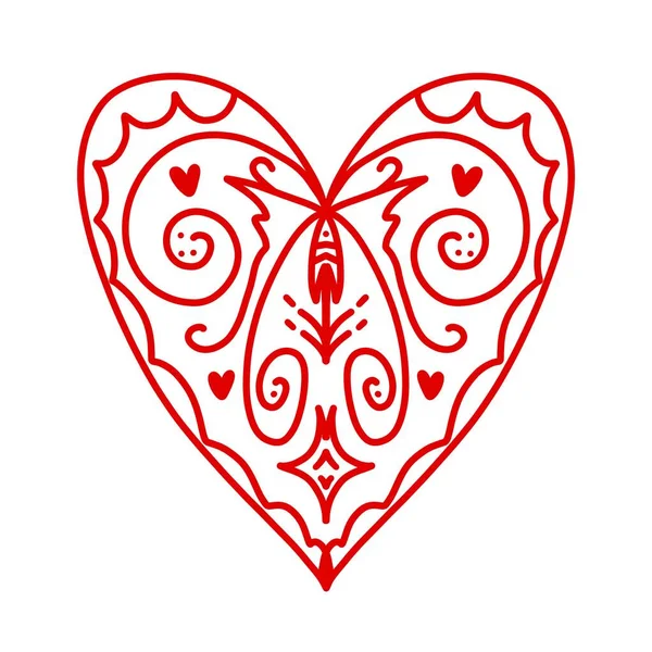 Coração Vermelho Bonito Com Padrão Fundo Branco Coração Abstrato Brilhante — Fotografia de Stock