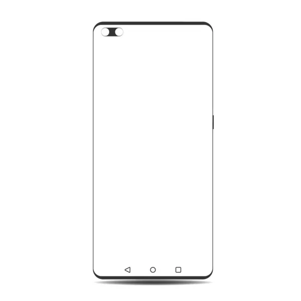 白い画面を持つ現代的なスマートフォン モックアップ 携帯電話の黒いフレーム — ストックベクタ