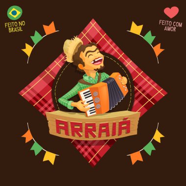 Arraia (means village, also name June Parties) - Accordion player logo clipart