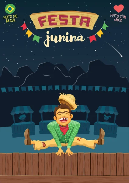 Festa junina (brasilianische Junipartei) - a5 proportionale Vorlage — Stockvektor