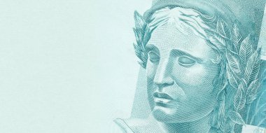 Brezilya Real - BRL para birimi. Ekonomik ve finansal kavramlar için yüz reis şablonu.