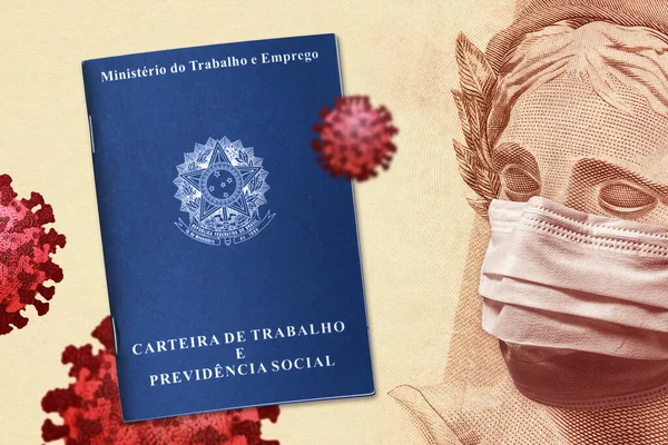 Ministry of Labor and Employment - Federative Republic of Brazil - Work Card and Social security: Carteira de trabalho. Concept for economic impact of the coronavirus pandemic.