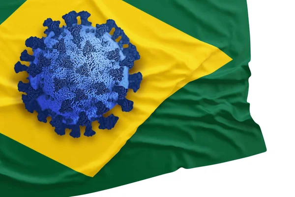 Blå Coronavirus Över Brasiliansk Flagga Situationen För Covid Brasilien Relaterade — Stockfoto