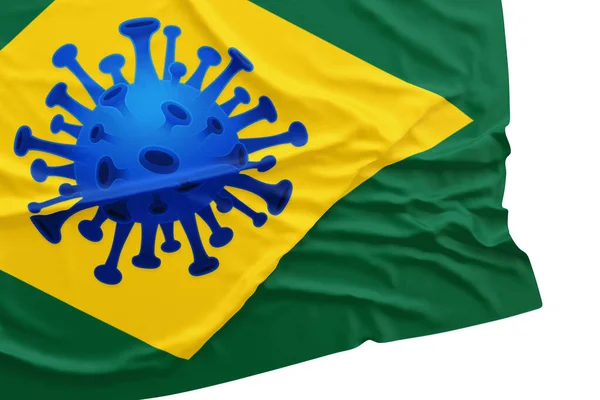 Blå Coronavirus Till Brasiliansk Flagga Covid Brasilien Relaterade Koncept — Stockfoto