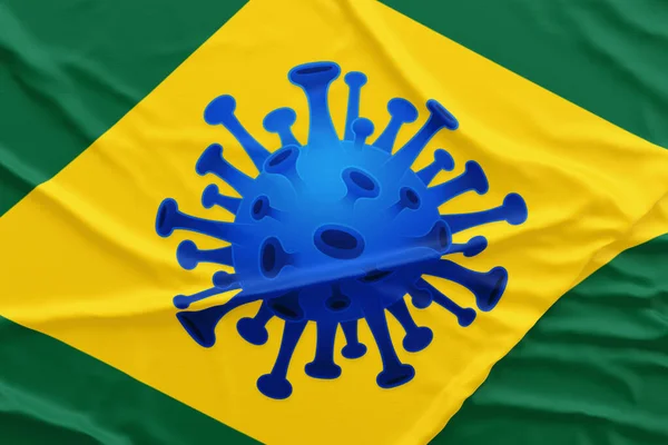 Coronavirus Azul Bandera Brasileña Covid Brasil Conceptos Relacionados — Foto de Stock