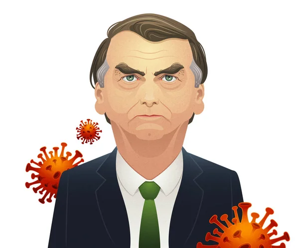 Presidente Brasiliano Jair Bolsonaro Circondato Virus — Foto Stock