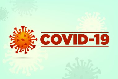 Işık arkaplanı üzerinde Covid-19 yazıları var. Koronavirüs salgını ve diğer virüslerle ilgili hastalıklar için.