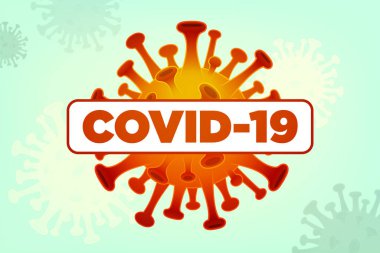 Covid-19 rozeti arka planda. Coronavirus salgını savaş konsepti vektör çizimi.