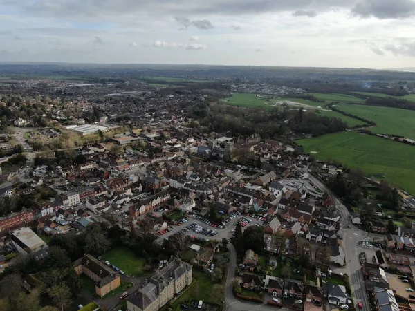 Aerial view of Wimborne Minister church and town centre — Stock Photo, Image