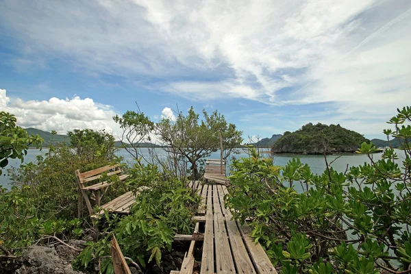 Old wooden jetty on the shore — Stock Photo, Image