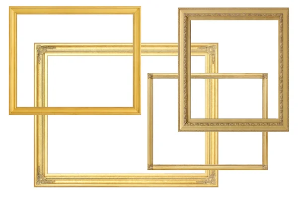 Золотая рамка, изолированная на белом — стоковое фото