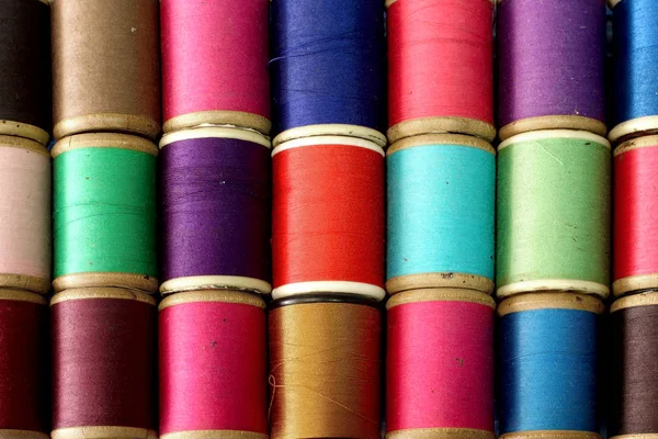 Colorful bobbins of thread — Stock Photo, Image