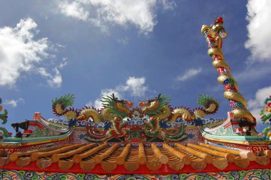  Tapınak çatısında bir Çinli ejderha