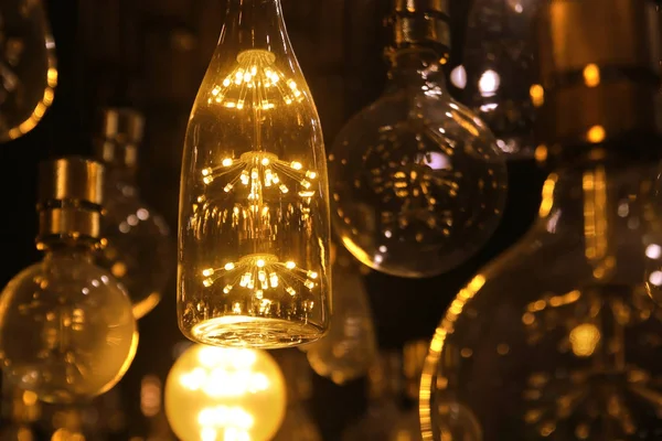 Pile Led Light Bulbs Decorated Ceiling — Stock Photo, Image