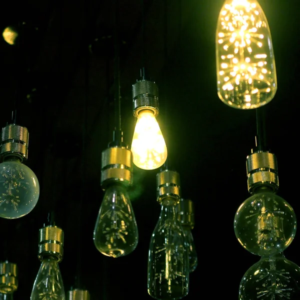 Pile Led Light Bulbs Decorated Ceiling — Stock Photo, Image