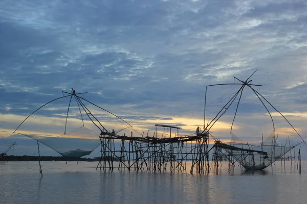 Landskap Fiskebyn Phatthalungprovinsen Thailand — Stockfoto