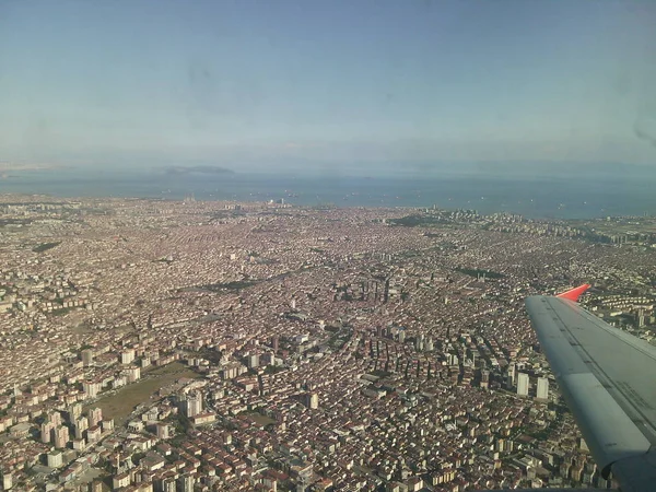Vista Ciudad Desde Avión — Foto de Stock
