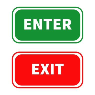 Girin ve Çıkın İşareti beyaza izole edildi