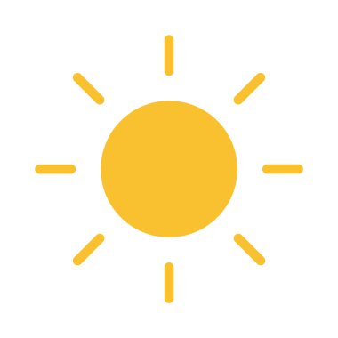 Düz Güneş Simgesi. Yazın çekilen resim. Güneş ışığı sembolü. Vektör illüstrasyonu, Bölüm 10.