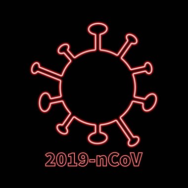 Grafik tasarım, logo, web sitesi, sosyal medya, mobil uygulama, ui illüstrasyon için Corona virüs ikon vektörü neon tarzı sağlık ve tıp konsepti