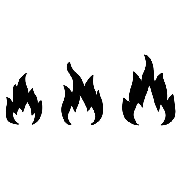 Fire icon vector set isolated from background. Different dark fire icons in modern flat style. — Stock Vector