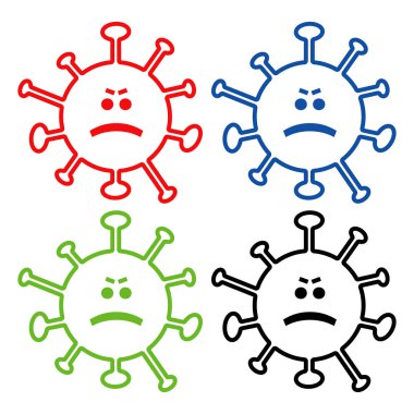 Bakteri karakteri. Çizgi film vektör çizimi. Mikrobiyoloji. İzole edilmiş arka plan. Covid-2019. 2019-ncov