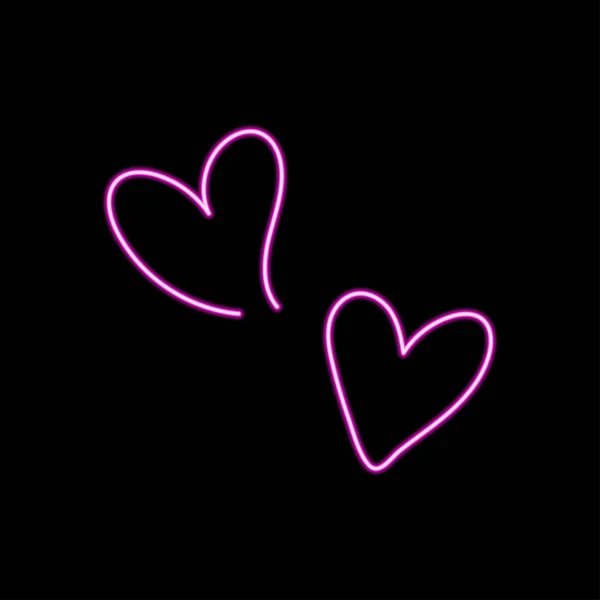 Neon Hearts Happy Valentines Day — 스톡 벡터