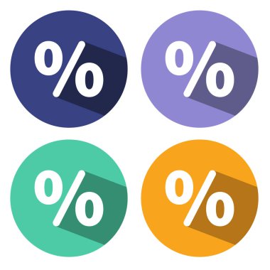 Yüzde işareti. Düz doğrusal uzun gölge simgesi. Yüzdesi. Dükkanı indirim sembolü. Vektör satırı simgesi